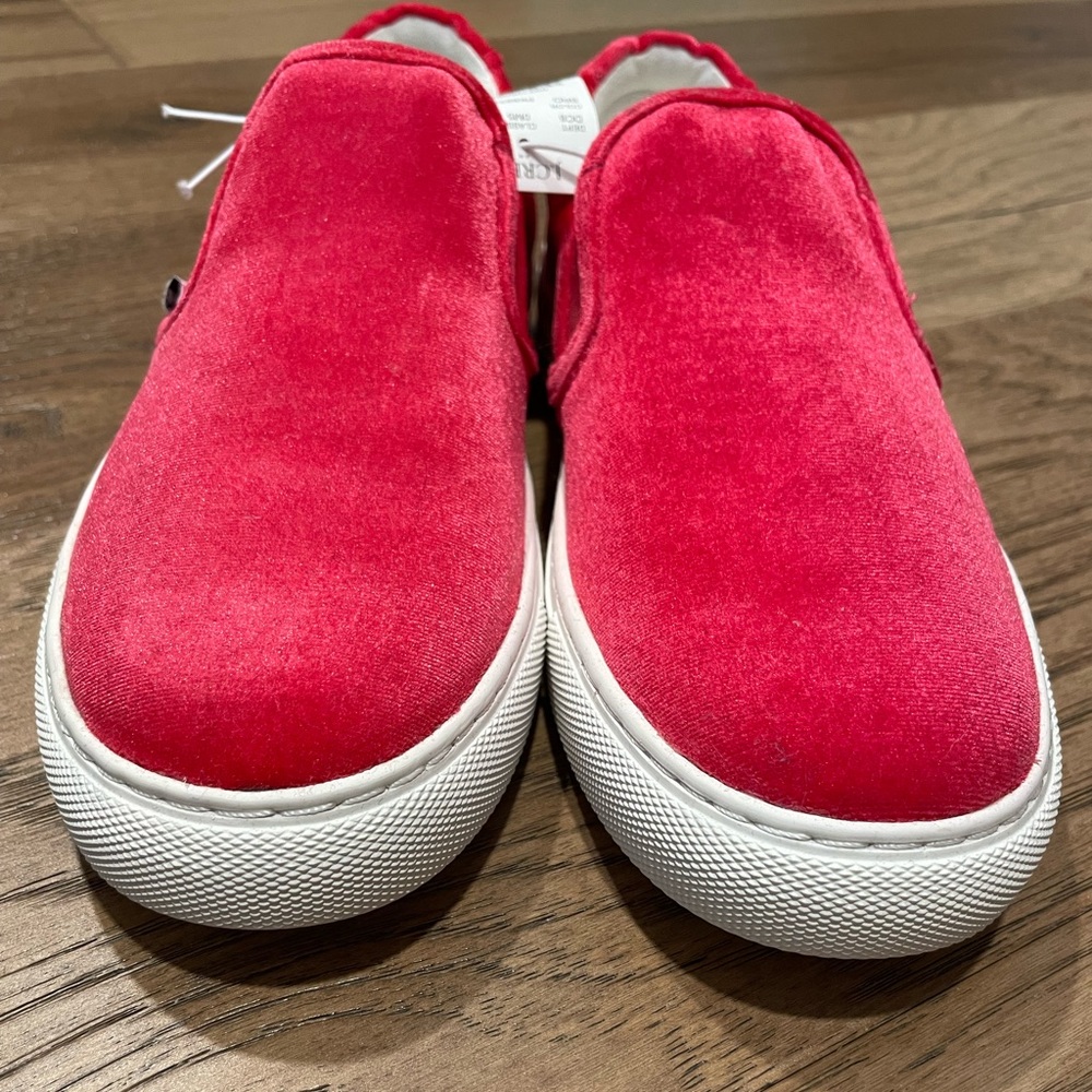 JCrew Pink velvet slip on sneakers - NWT - size 9 - orig 89
